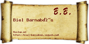Biel Barnabás névjegykártya
